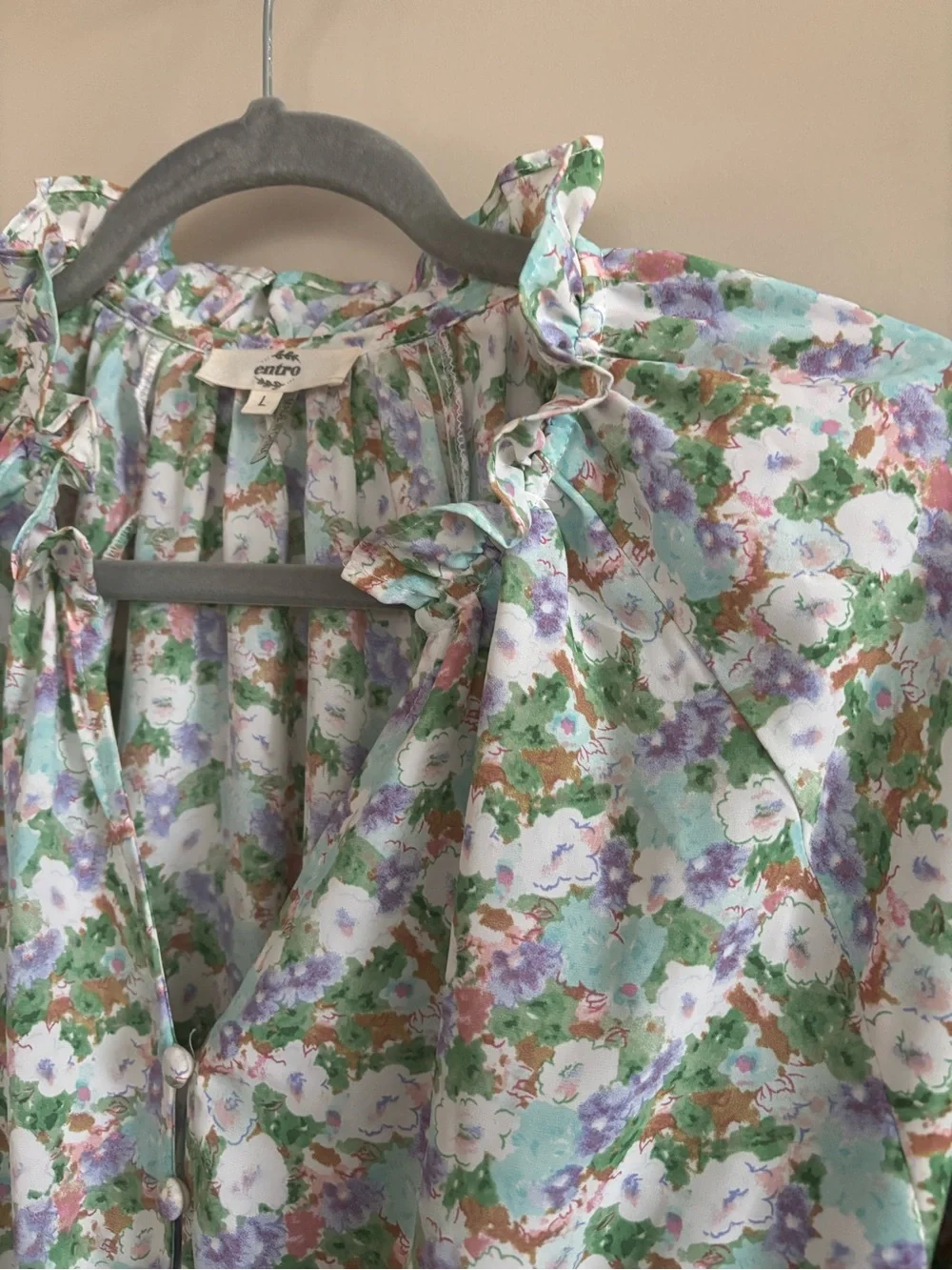 entro Pastel Floral Ruffle Tie-Waist Mini Dress in Green, Lavender, Pink